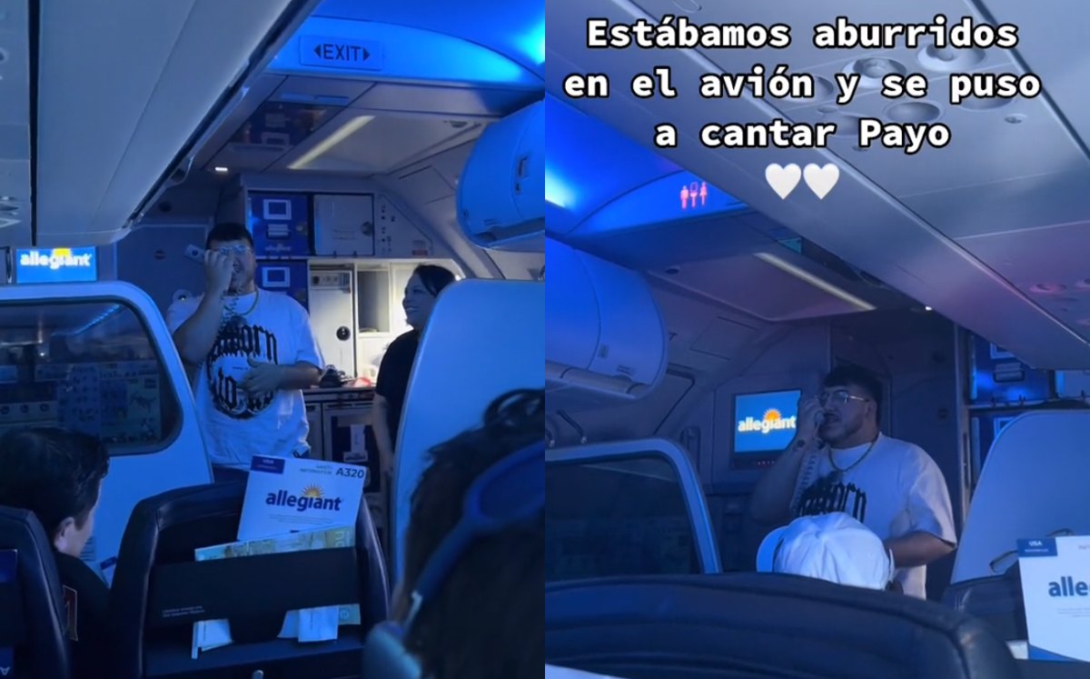 Vocalista de Grupo Frontera canta desde avión | Especial
