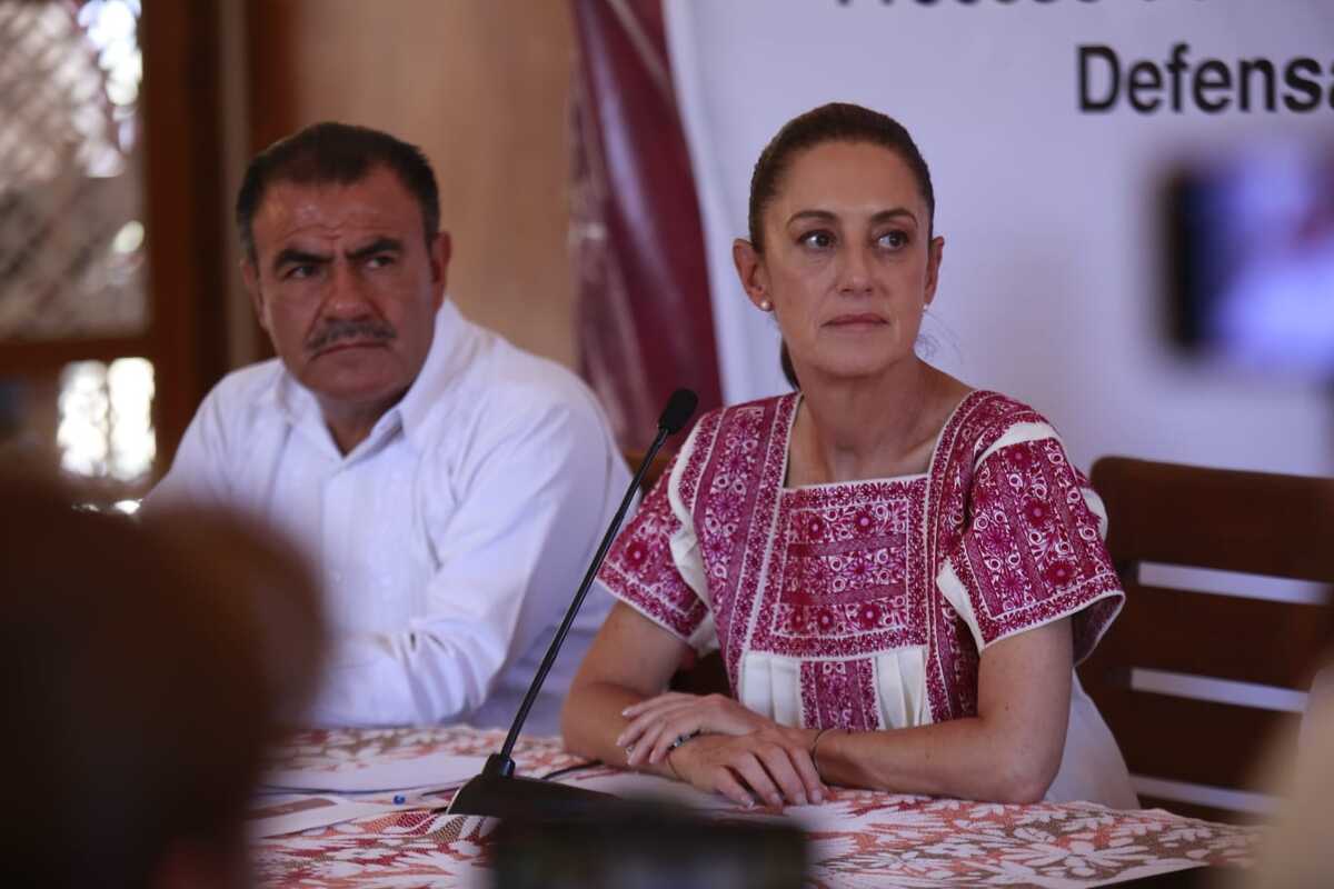 Claudia Sheinbaum en reunión con reporteros en Tlaxcala. │Juan Carlos Bautista