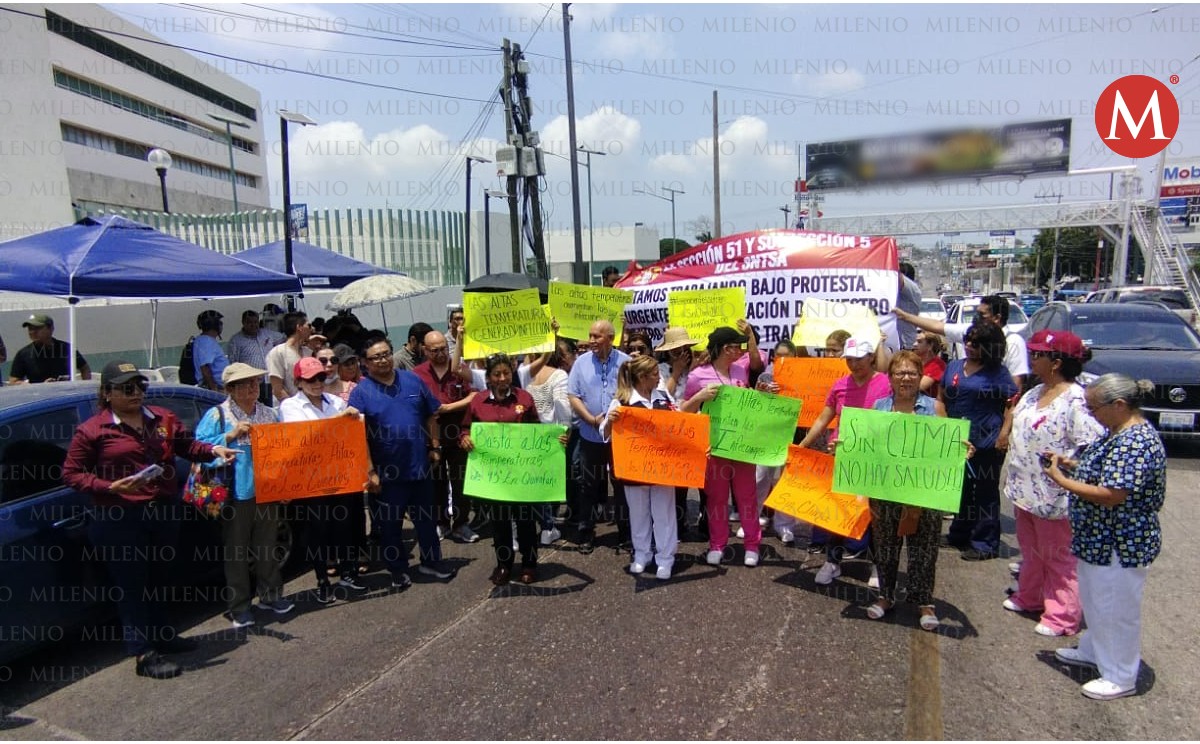 Trabajadores del Canceco bloquean avenida exigen reparación de clima