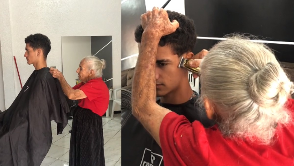 Abuelita cortando cabello / Captura