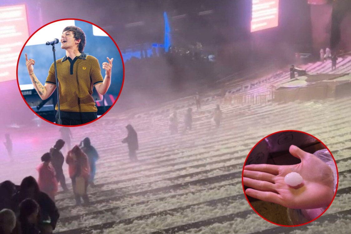 Cae granizo GIGANTE en pleno concierto de Louis Tomlinson