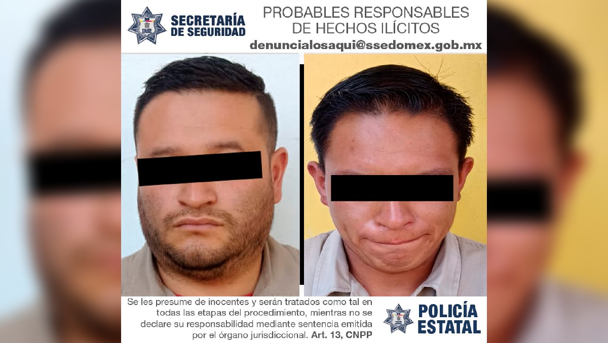 Hombres implicados en las supuestas extorsiones a ciudadanos en el Valle de Toluca (Secretaría de Seguridad)