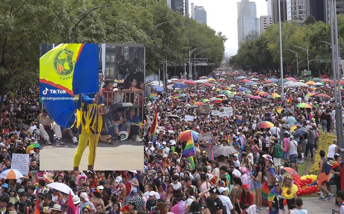 Aficionado del América en la marcha LGBT (Ariel Ojeda / especial)
