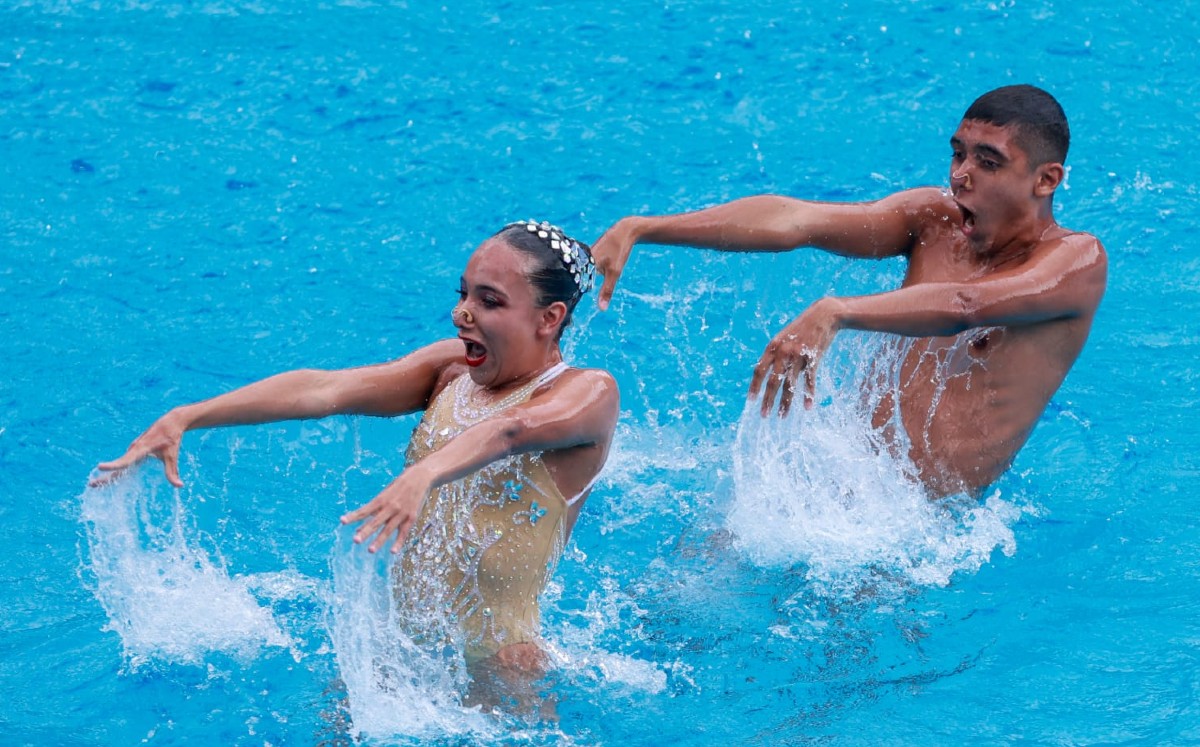 Natación artítstica en dueto mixto gana oro para México en Juegos Centroamericanos (TW: @COM_Mexico)
