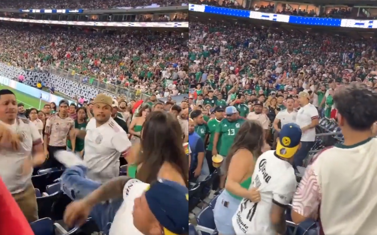 Aficionados que golpearon a mujer en pelea durante partido de México en Copa Oro (Capturas)