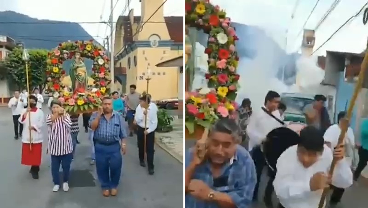 Exploción de pirotecnia durante procesión de Nuestra Señora del Perpetuo Socorro en Orizaba, Veracruz. | Especial