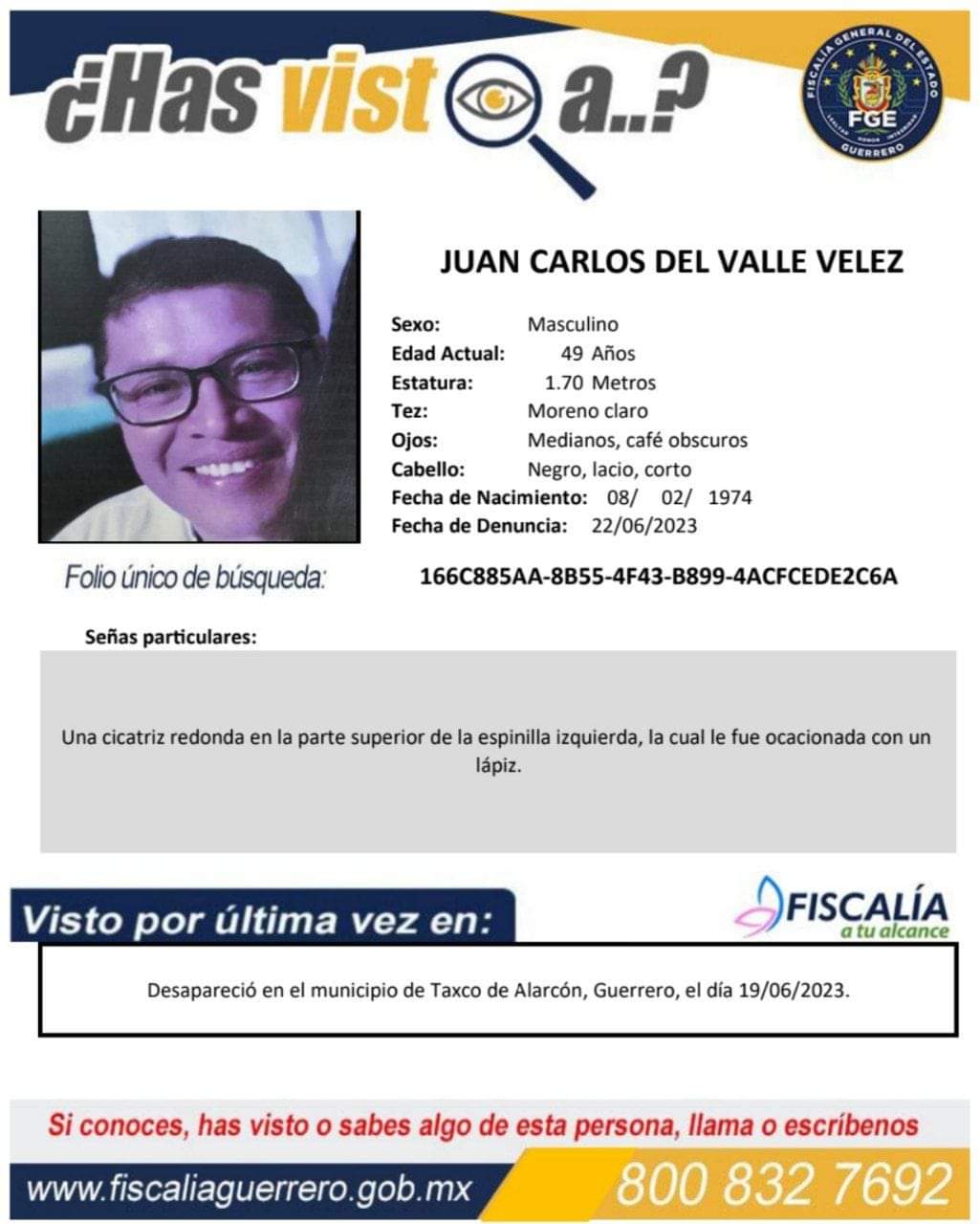 Reportan desaparición de policía de Taxco. | Especial