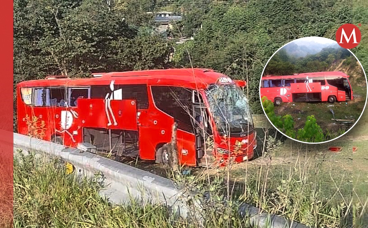 Autobús se accidenta en la comunidad de Mailia. (Especial)