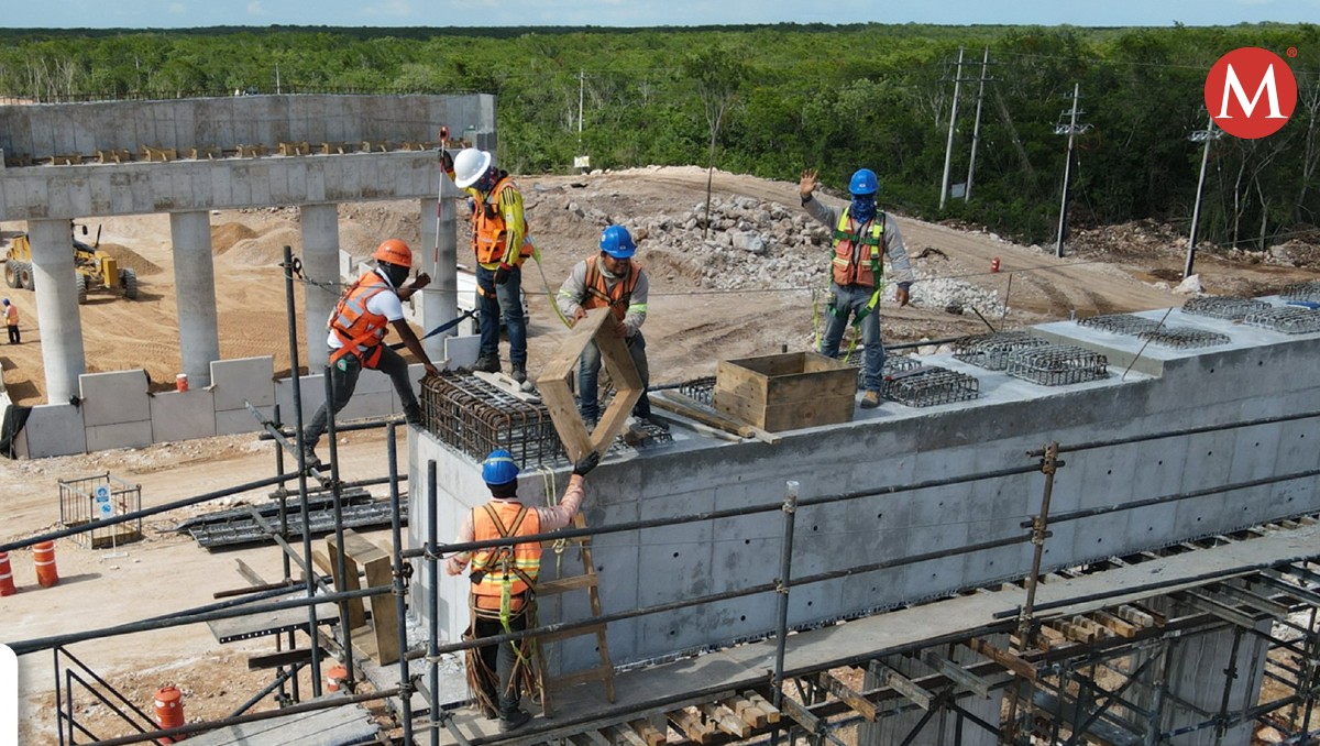 Construcción del Tren Maya, en el sureste de México.