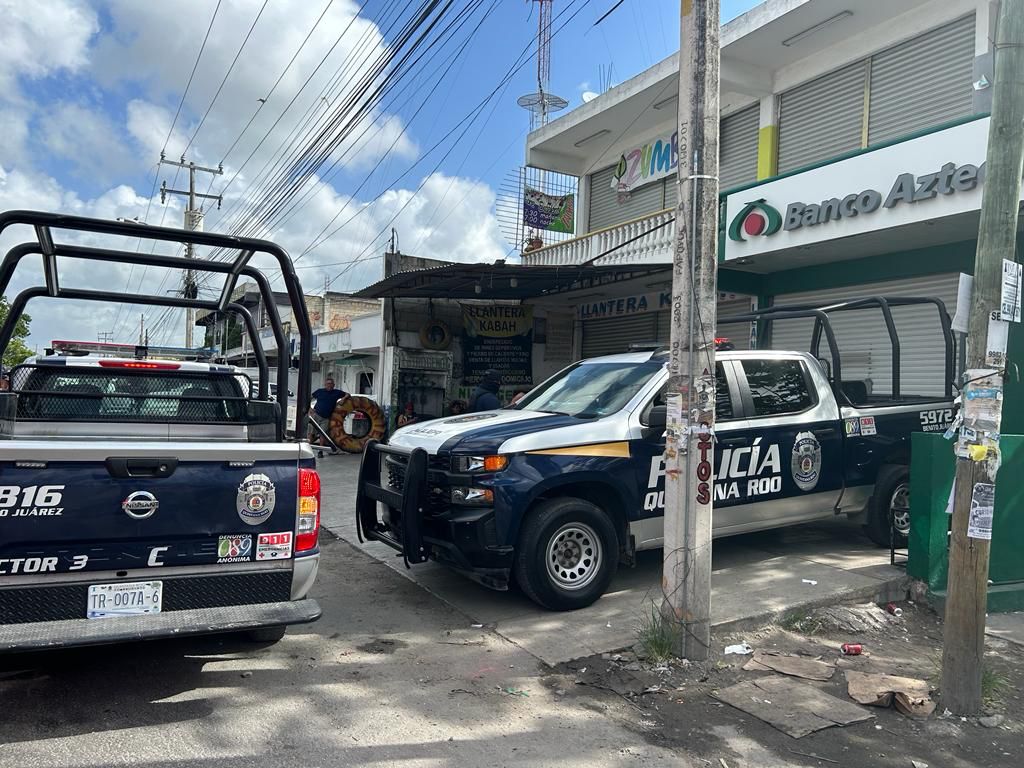 Intento de robo a una sucursal de Banco Azteca en Cancún, Quintana Roo. | Especial