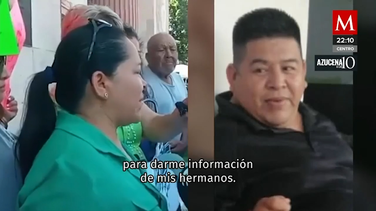 Familiares de tres policías secuestrados protestan en el Palacio Municipal en Sonora