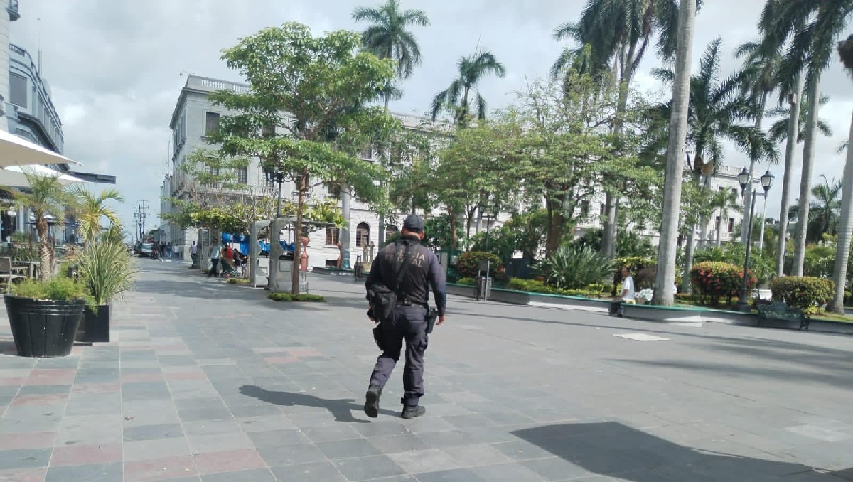 Elementos de la Guardia Estatal recorren el centro de Tampico. (SSP)