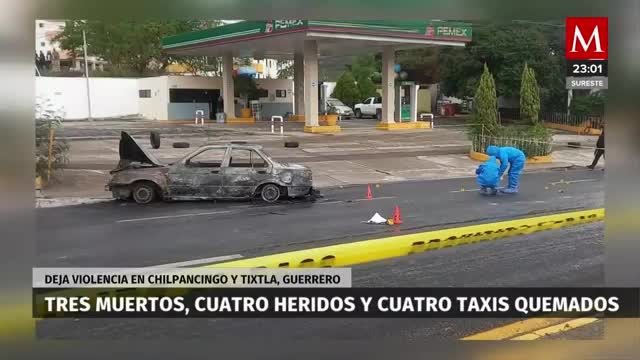 Violenta jornada en Tixtla y Chilpancingo: Tres muertos, incendios de vehículos y ataques armados