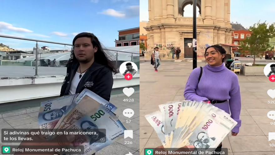 Tiktoker recorre calles de Pachuca para regalar dinero.