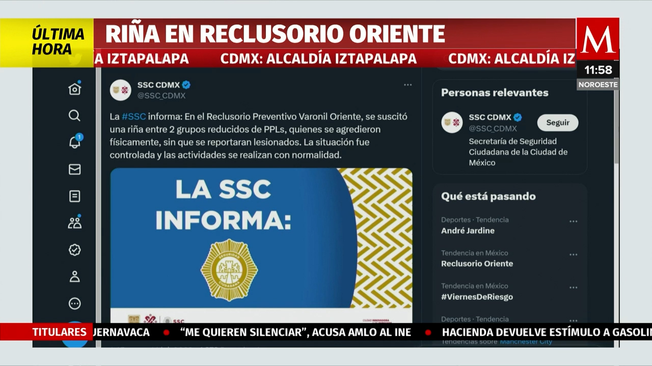 SSC de la CdMx descarta heridos por riña en Reclusorio Oriente