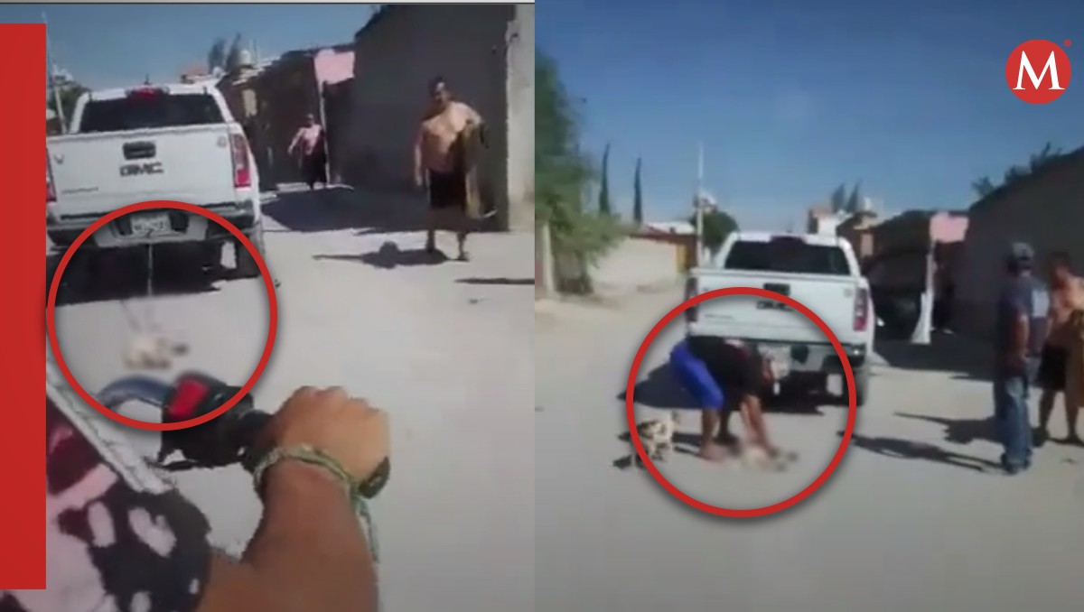 Captan a conductor de camioneta arrastrando a perrito en Río Verde, San Luis Potosí
