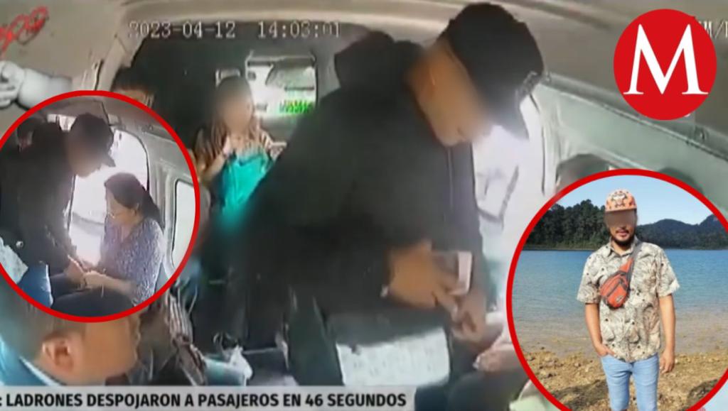 Hombre se toma fotos con celular robado.