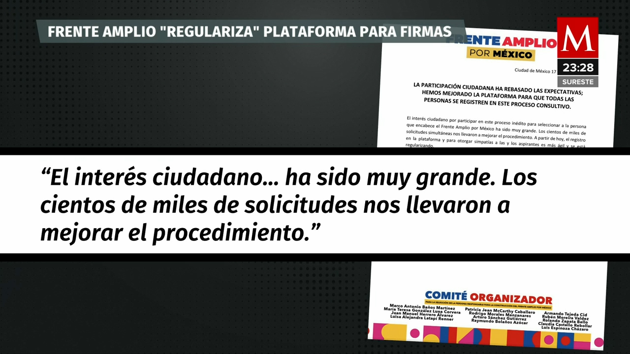 ¡Funcionando al fin! Página de registro de firmas para apoyar a los 12 aspirantes opositores