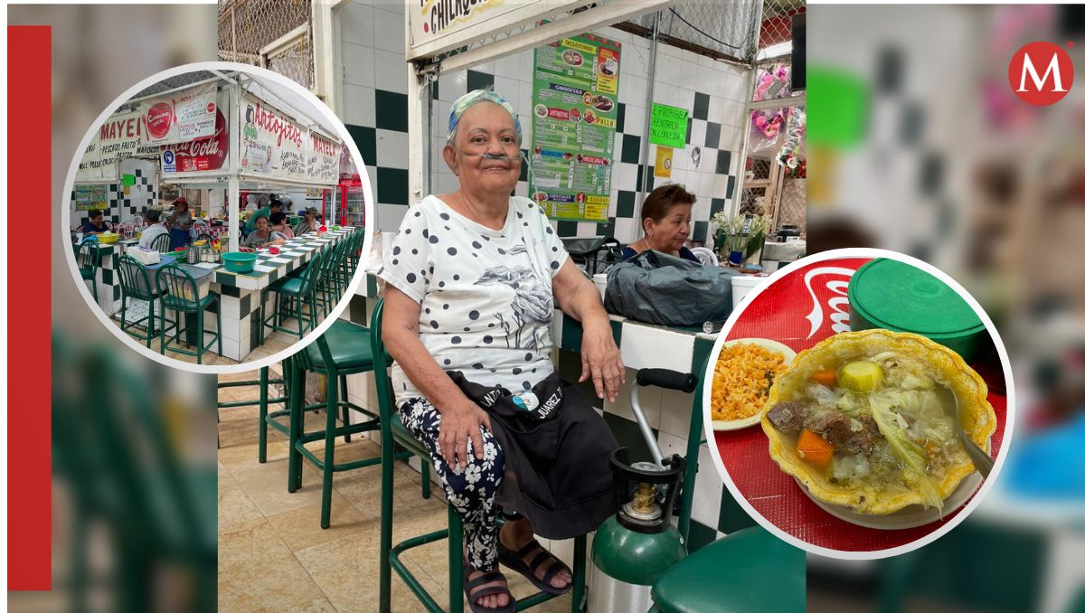 Pese a tener cáncer desde hace 4 años, Mayela no falta a su fonda en Mercado Juárez de Torreón. | Antonio Ramírez