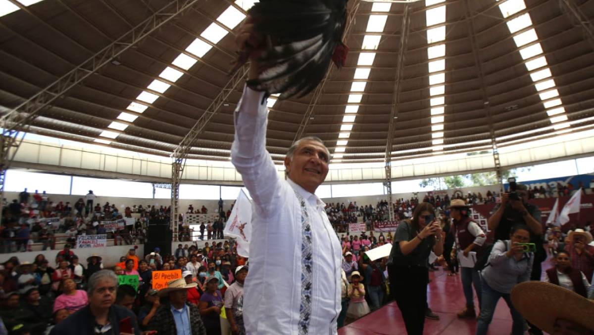 Adán Augusto López desde Acambay, Estado de México. (Ariana Pérez).