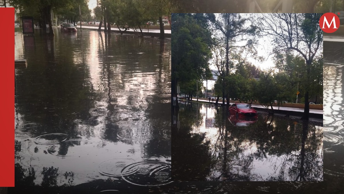 Inundación deja autos varados sobre la avenida López Mateos en Zapopan (Diana Barajas)