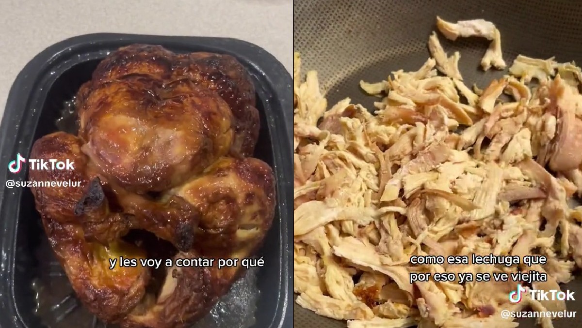 Mujer hace nueve platillos con un pollo rostizado | Captura
