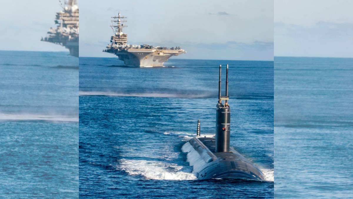 Submarino estadunidense en las aguas de Corea del Sur. (AP).