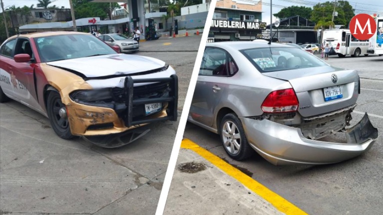 Choca patrulla de Guardia Estatal con vehículo particular en Tampico