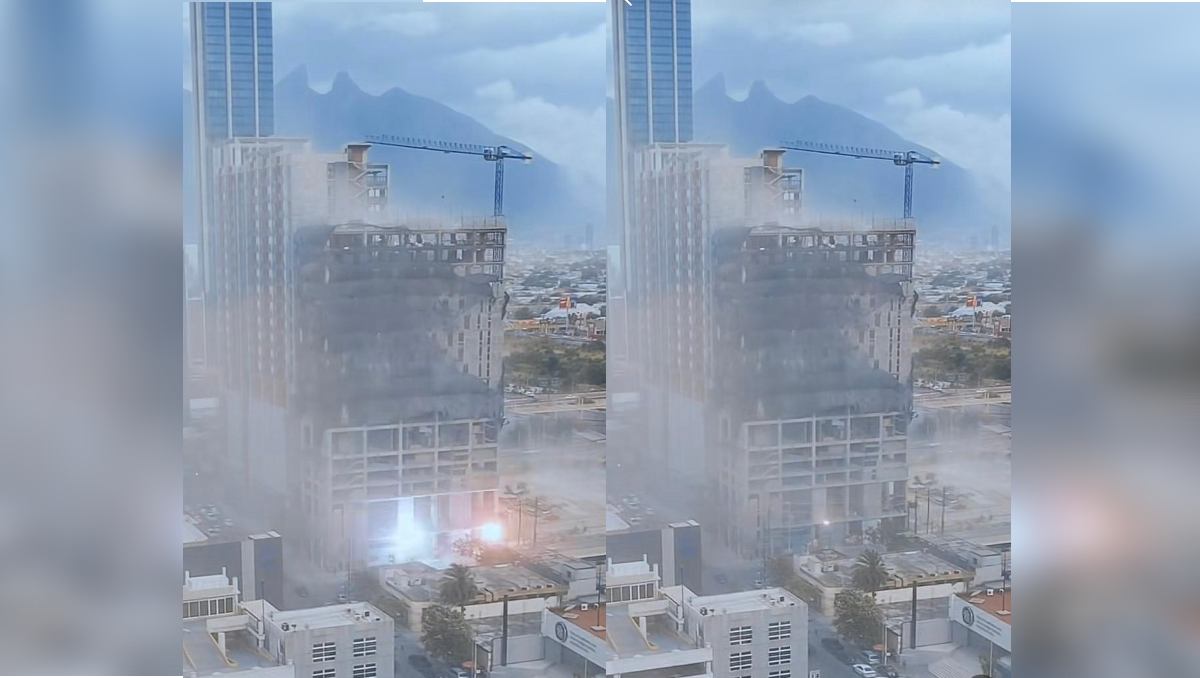 Láminas de concreto caen de construcción en Pino Suárez y Ocampo, Monterrey| Especial