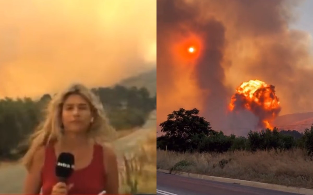 Explosión en un depósito de armas sorprende a reportera en Grecia | Captura