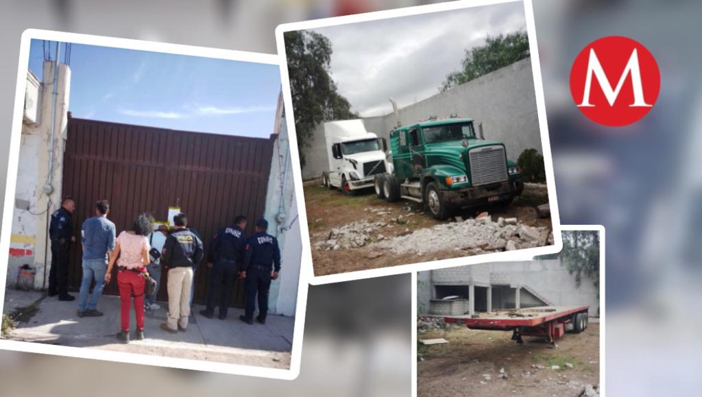 En Actopan fue encontrada bodega con vehículos robados.