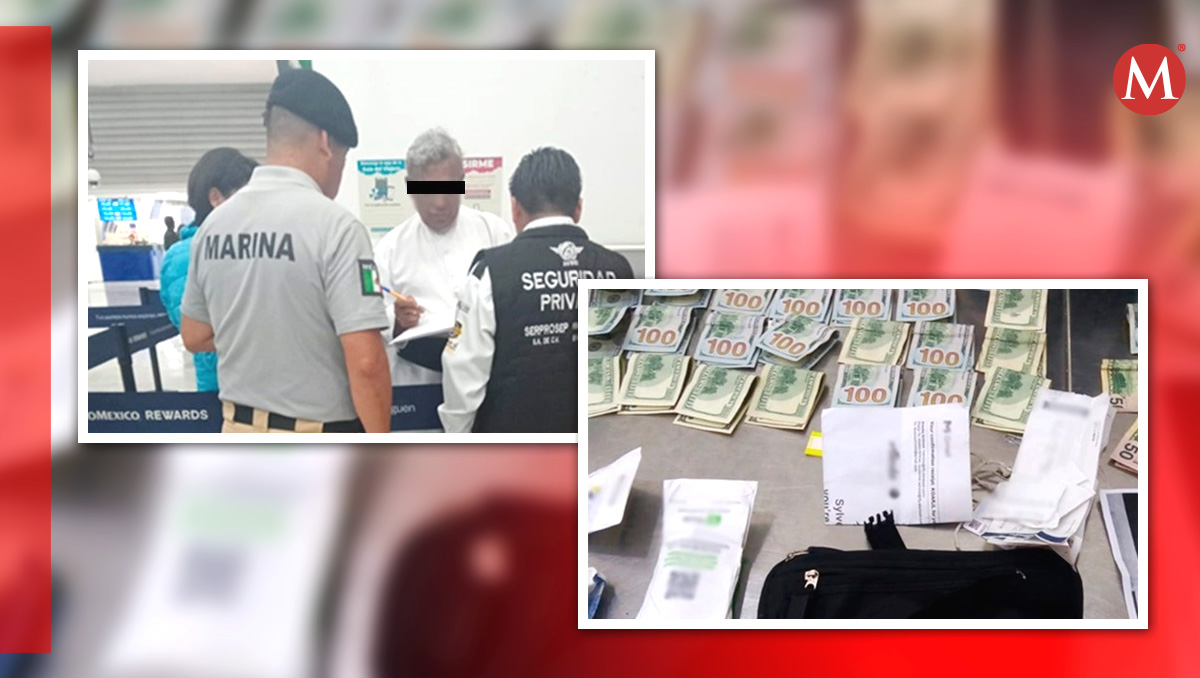 Hallan cangurera con cinco mil dólares y boleto de abordar en el AICM | Especial