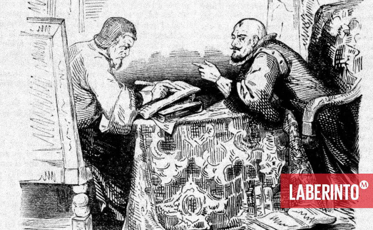 Montaigne y Etienne de la Boétie, grabado de la publicación mensual "Mosaic du Midi" de 1839. (Wikimedia Commons)