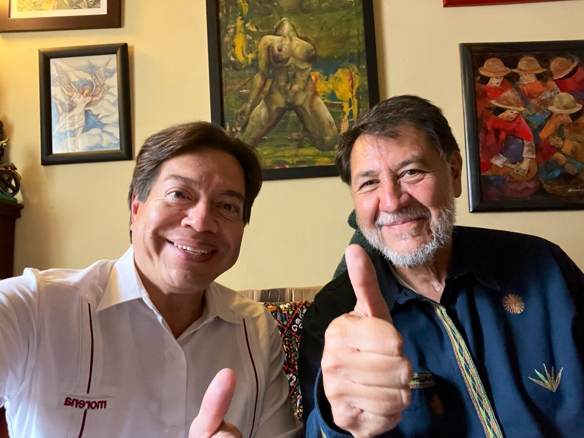 Reunión entre Gerardo Fernández Noroña y Mario Delgado. (Twitter)