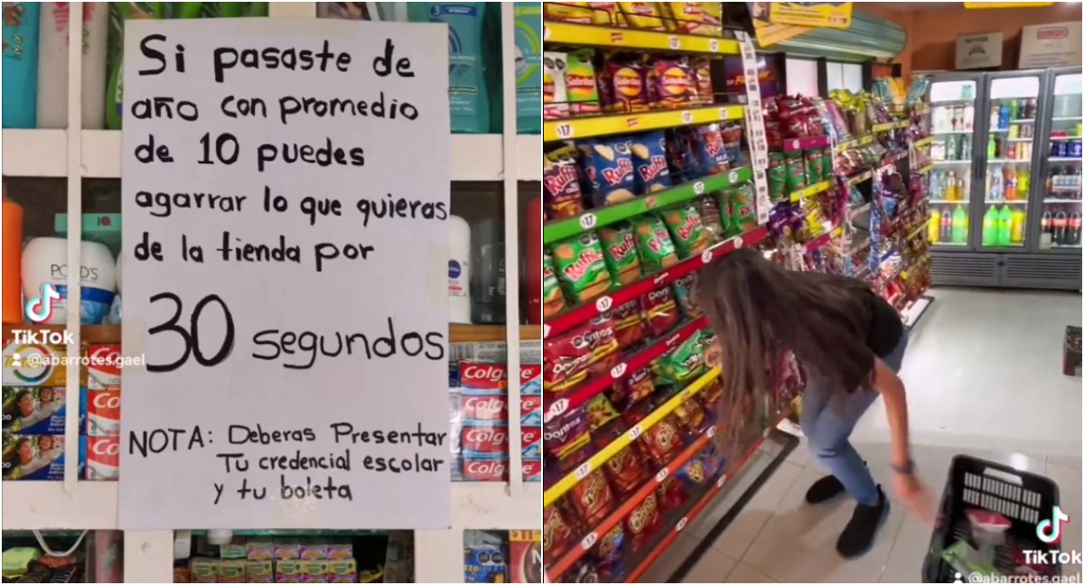 La condición que puso Abarrotes Gael para este regalo fue presentar la boleta de calificaciones y la credencial de la escuela. | Capturas