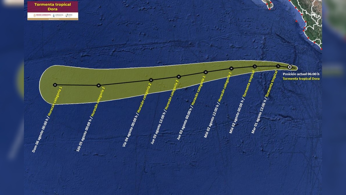 Trayectoria de la tormenta tropical 'Dora'. | SMN