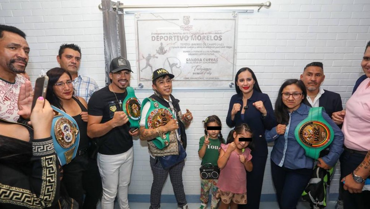 Sandra Cuevas durante el evento de reinauguración del deportivo Morelos en Tepito