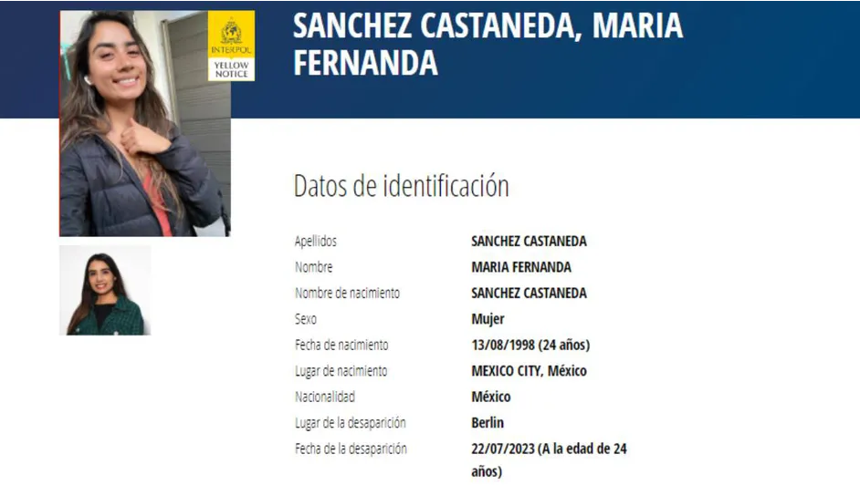 Interpol emite ficha de búsqueda internacional para desaparecida en Berlín