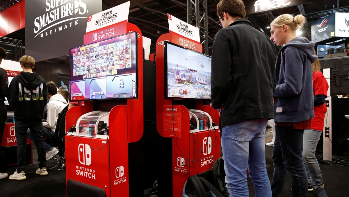 Videoconsolas Nintendo Switch en la Paris Games Week (PGW), una feria de videojuegos en París, Francia. Octubre de 2019. Foto: (Reuters)