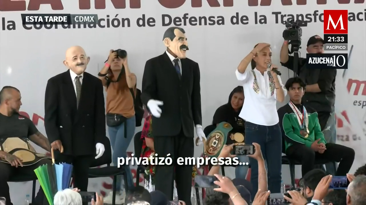 Claudia Sheinbaum y el controversial episodio de los hombres con máscaras de ex presidentes