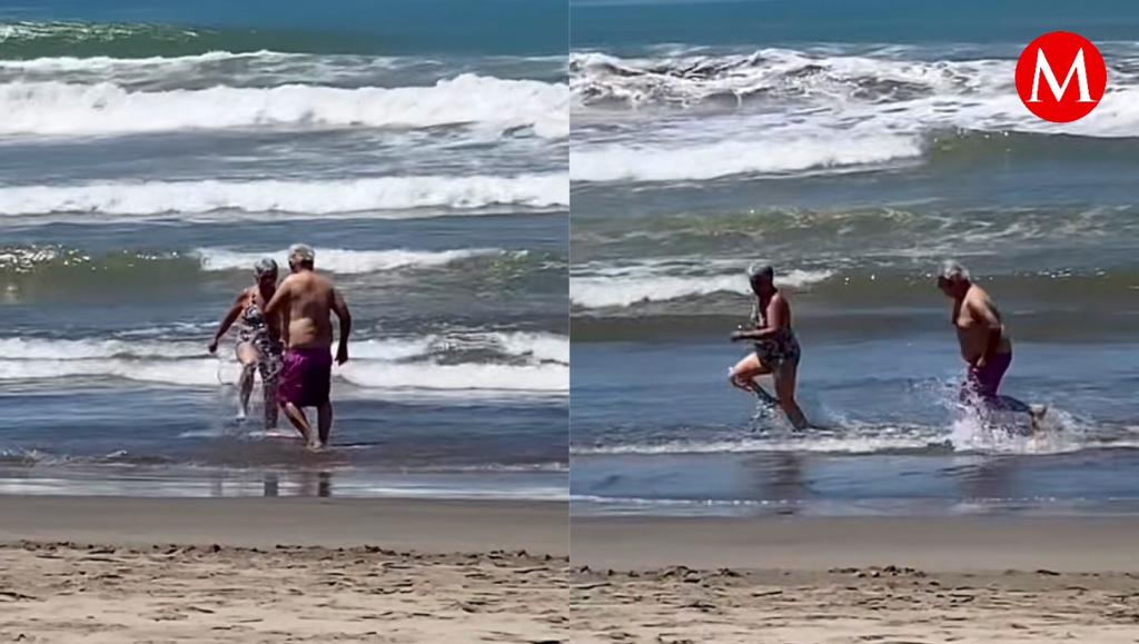 Los viejitos disfrutaron de un divertido día en la playa.