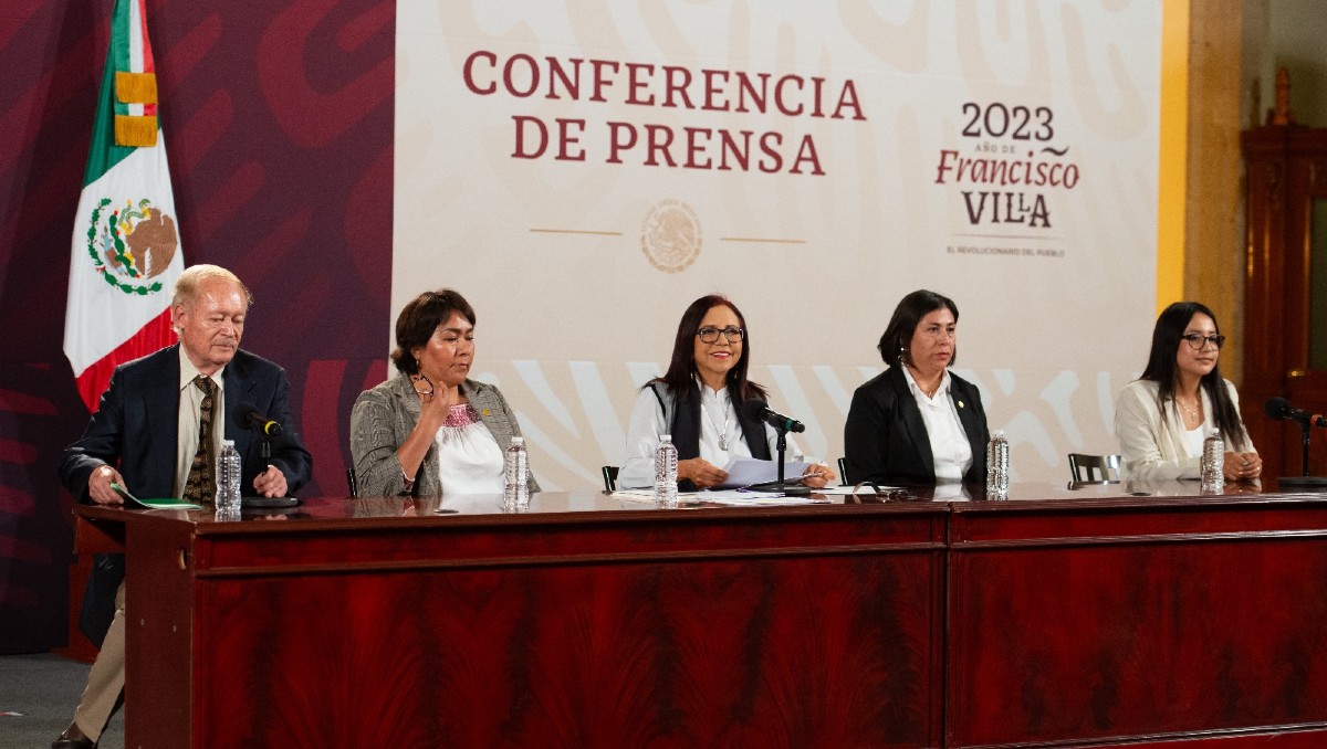 Leticia Ramírez en la conferencia del 14 de agosto de 2023. | Especial