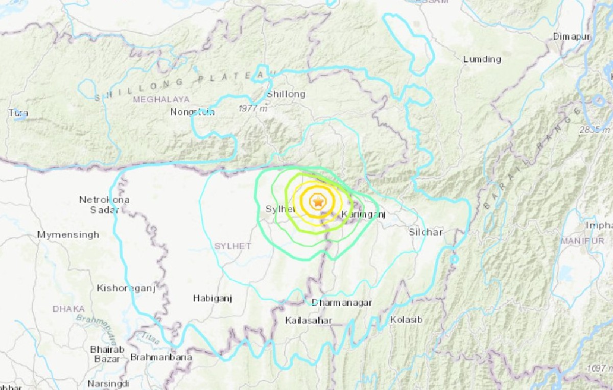 El sismo ocurrió en la región de Meghalaya, India (Foto: Twitter/@USGS)