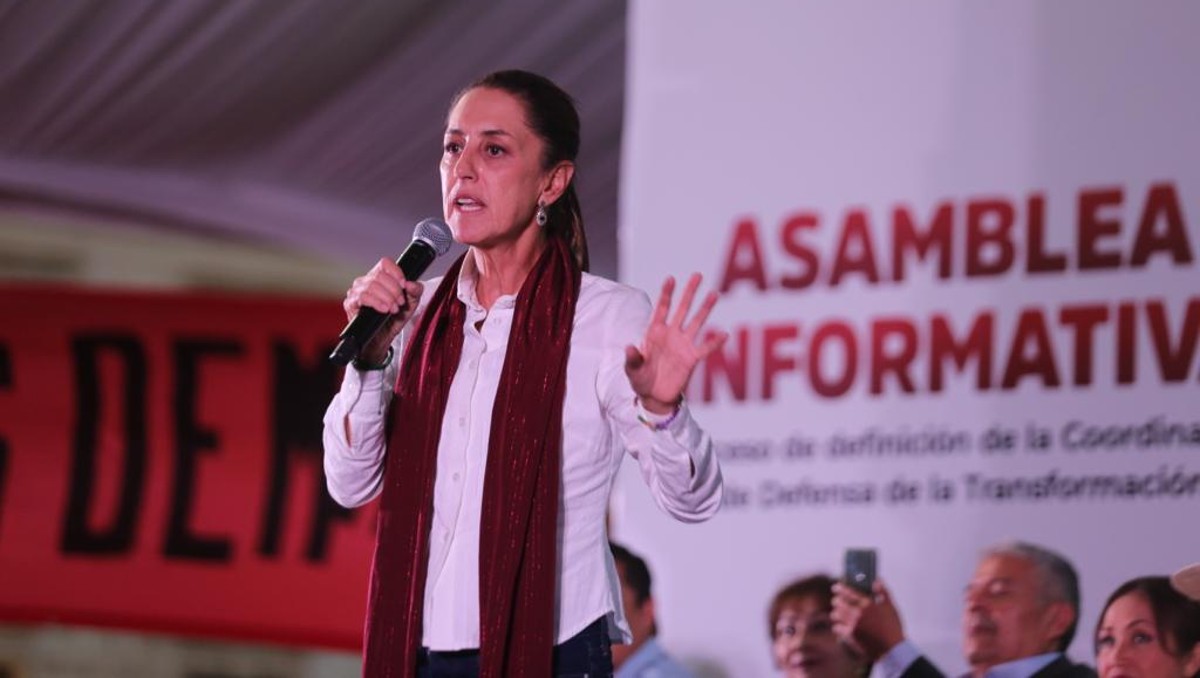 Claudia Sheinbaum durante su asamblea informativa en Michoacán. | Jorge Carballo