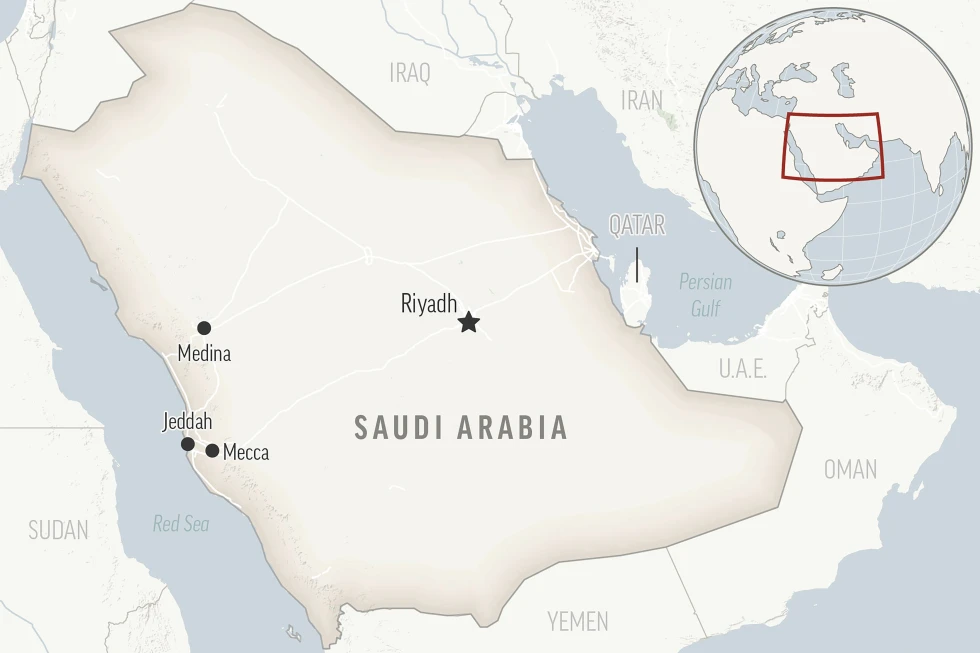 Mapa ilustrativo Arabia Saudí. | Foto: Associated Press