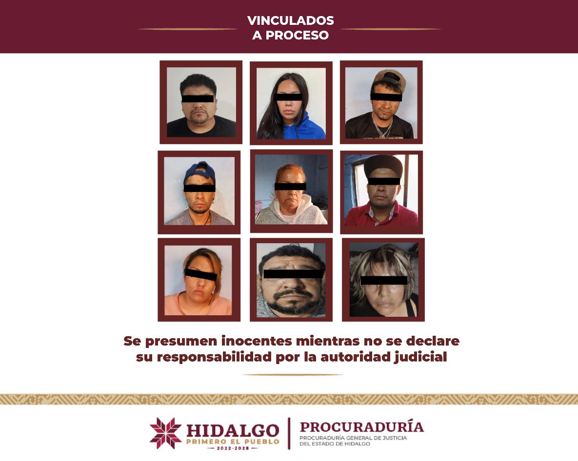 La PGJEH, logró la detención de nueve personas, quienes fueron puestos a disposición del Ministerio Público (Cortesía)