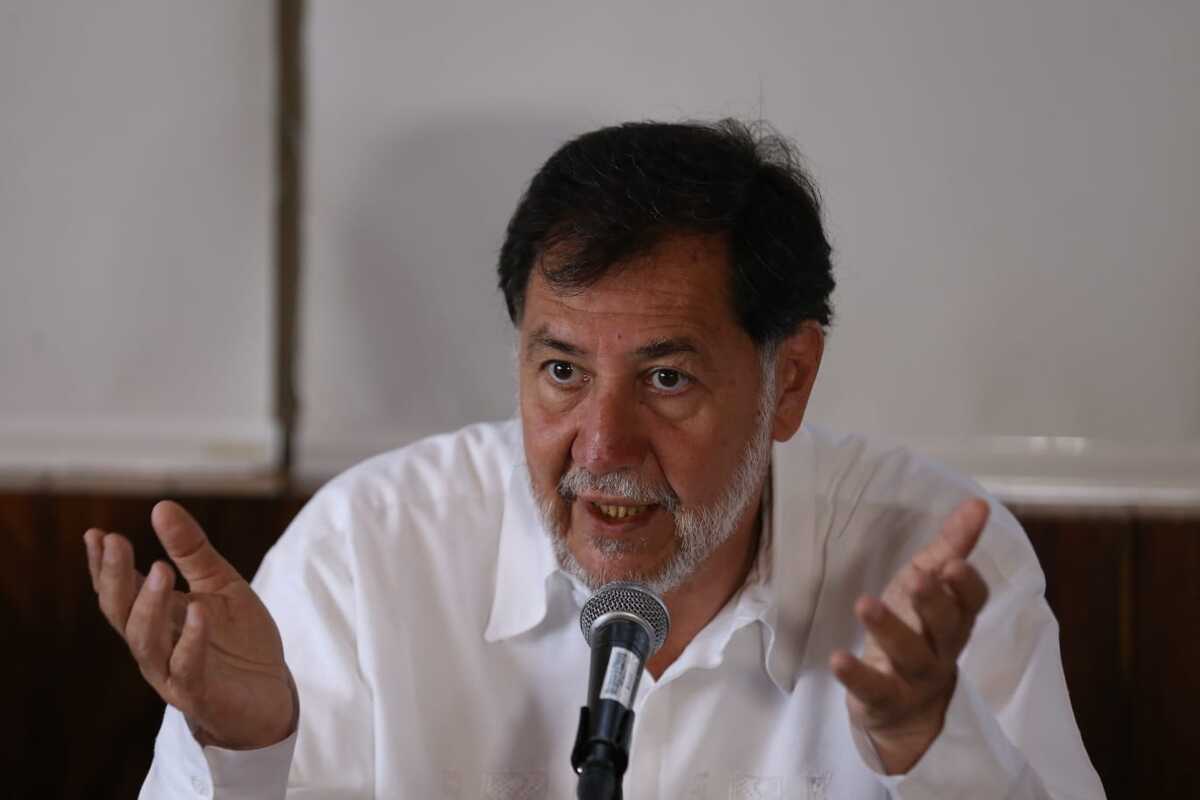 Gerardo Fernández Noroña en conferencia  sobre el proceso de aspirantes a coordinador de la defensa de la cuarta transformación.  |  Octavio Hoyos