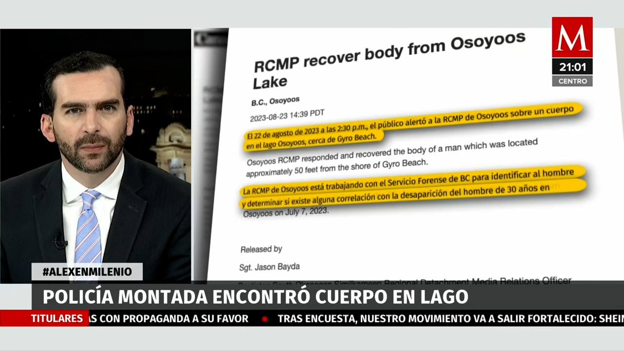 Posible hallazgo del cuerpo de Carlos Aranda en un lago de Canadá