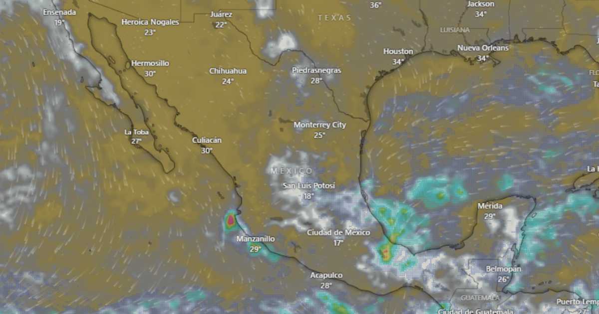 SMN pide extremar precauciones por condiciones de lluvia y posible caída de granizo (Imagen: Windy).