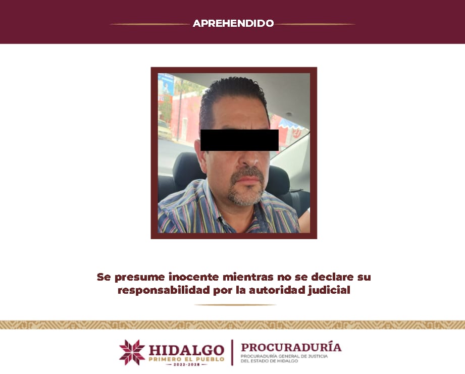 R.M.R., fue trasladado a Pachuca de Soto, donde será puesto a disposición de un juez de control